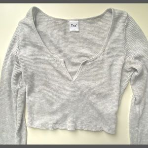 Aritzia TNA Waffle Scoopneck Long Sleeve, S